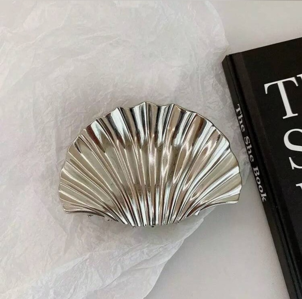 Pinzas concha grandes plateadas