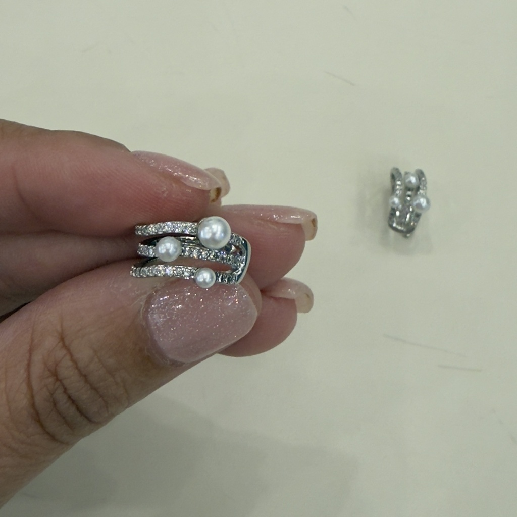 Zarcillos media oreja plata perlas