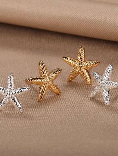 Zarcillos pequeños estrella de mar. Dorados y plateados 