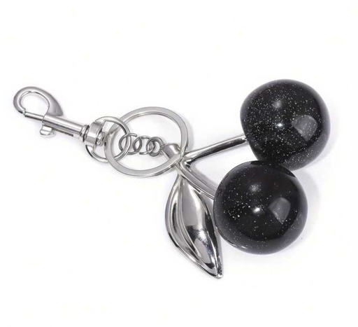 Llaveros cerezas negras con plateado