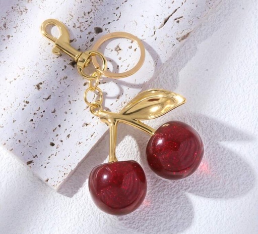 Llavero Cerezas rojas con dorado
