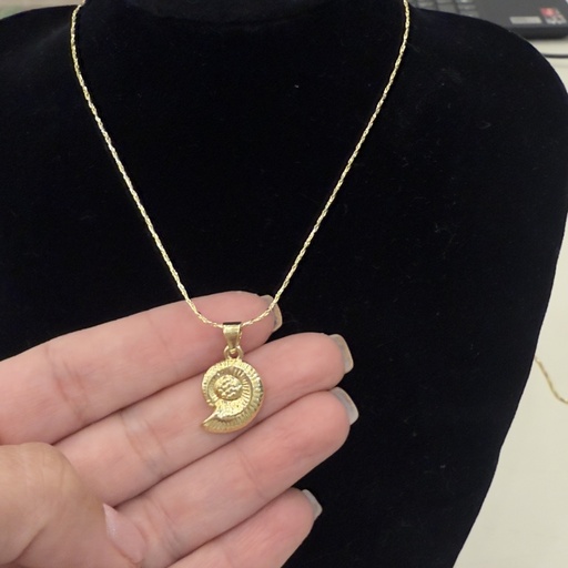 Cadena dorada con dije de caracol 