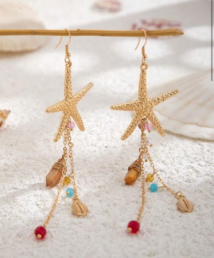 Zarcillos colgantes estrella de mar, elementos marinos